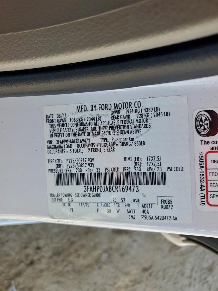 2012 FORD FUSION SEL photo 12