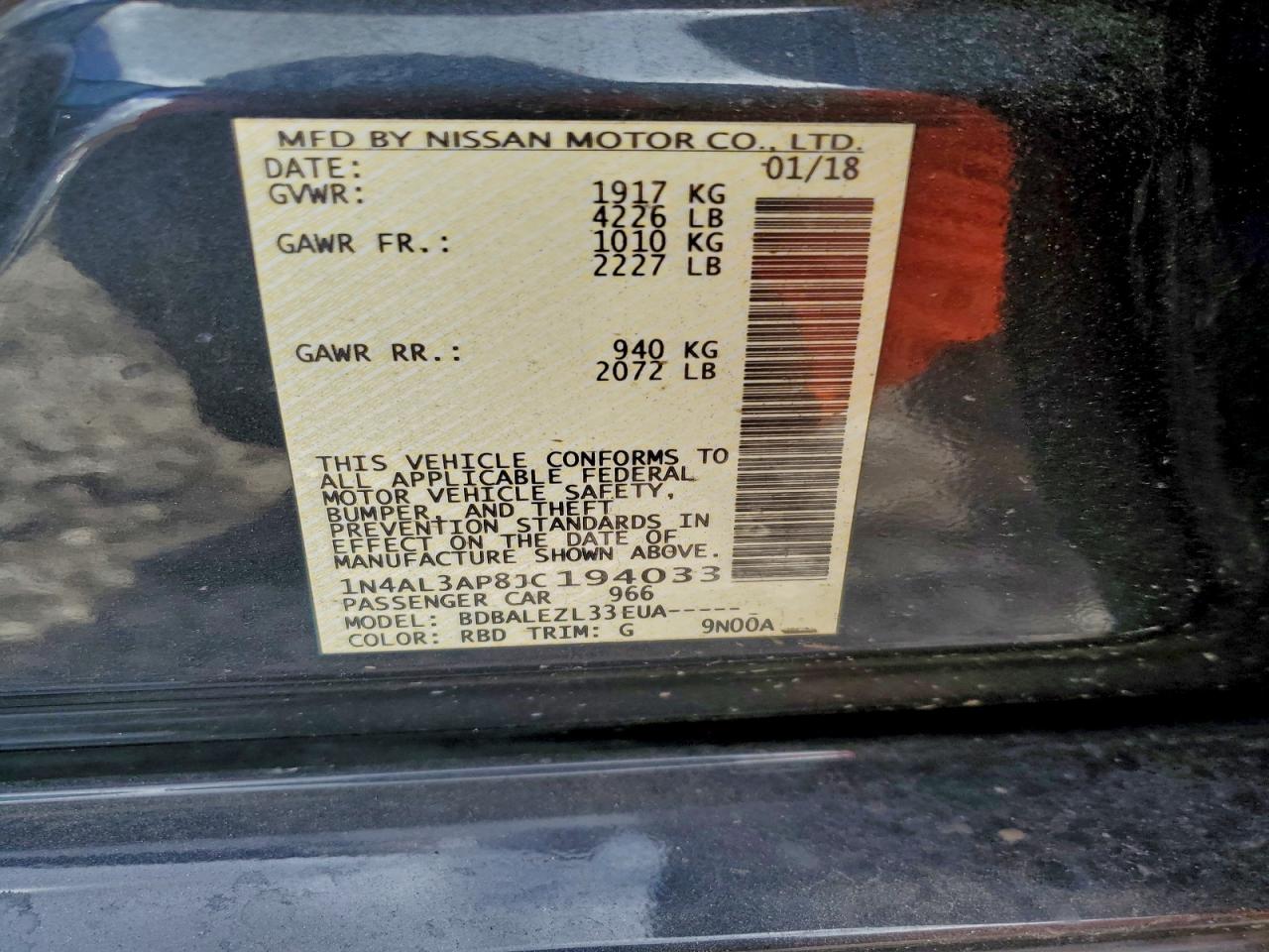 2018 NISSAN ALTIMA 2.5 photo 13