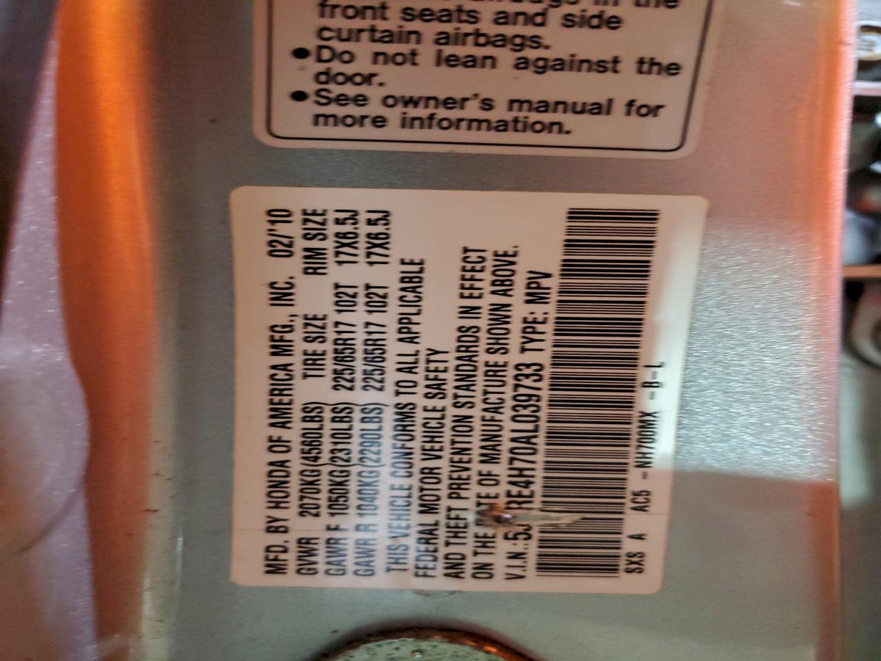 2010 HONDA CR-V EXL photo 13