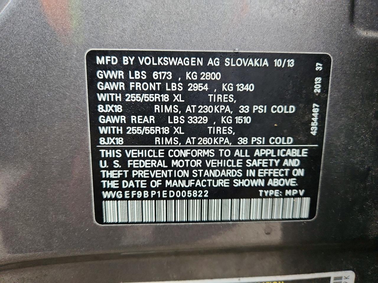 2014 VOLKSWAGEN TOUAREG V6 photo 13