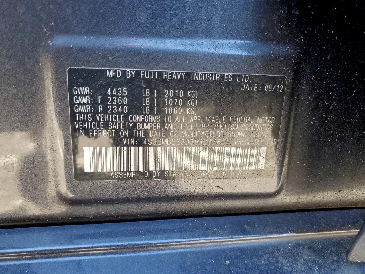 2013 SUBARU LEGACY 2.5I PREMIUM photo 12