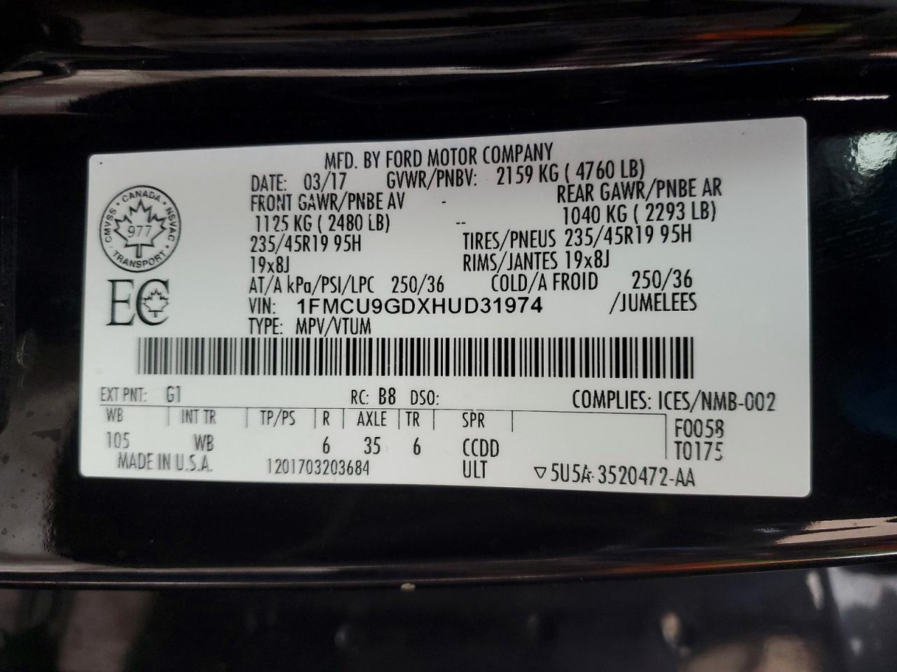 2017 FORD ESCAPE SE photo 25