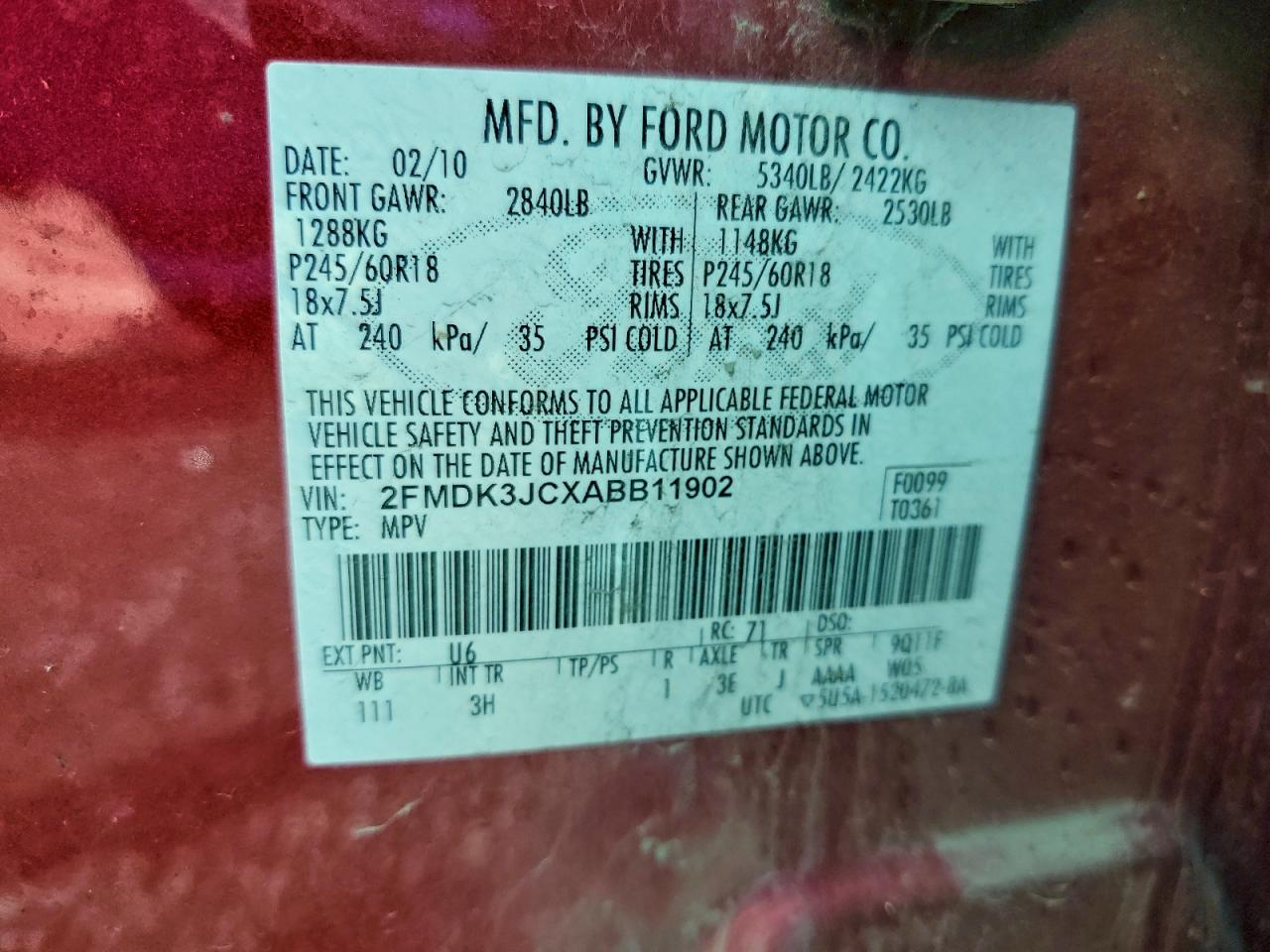 2010 FORD EDGE SEL photo 13