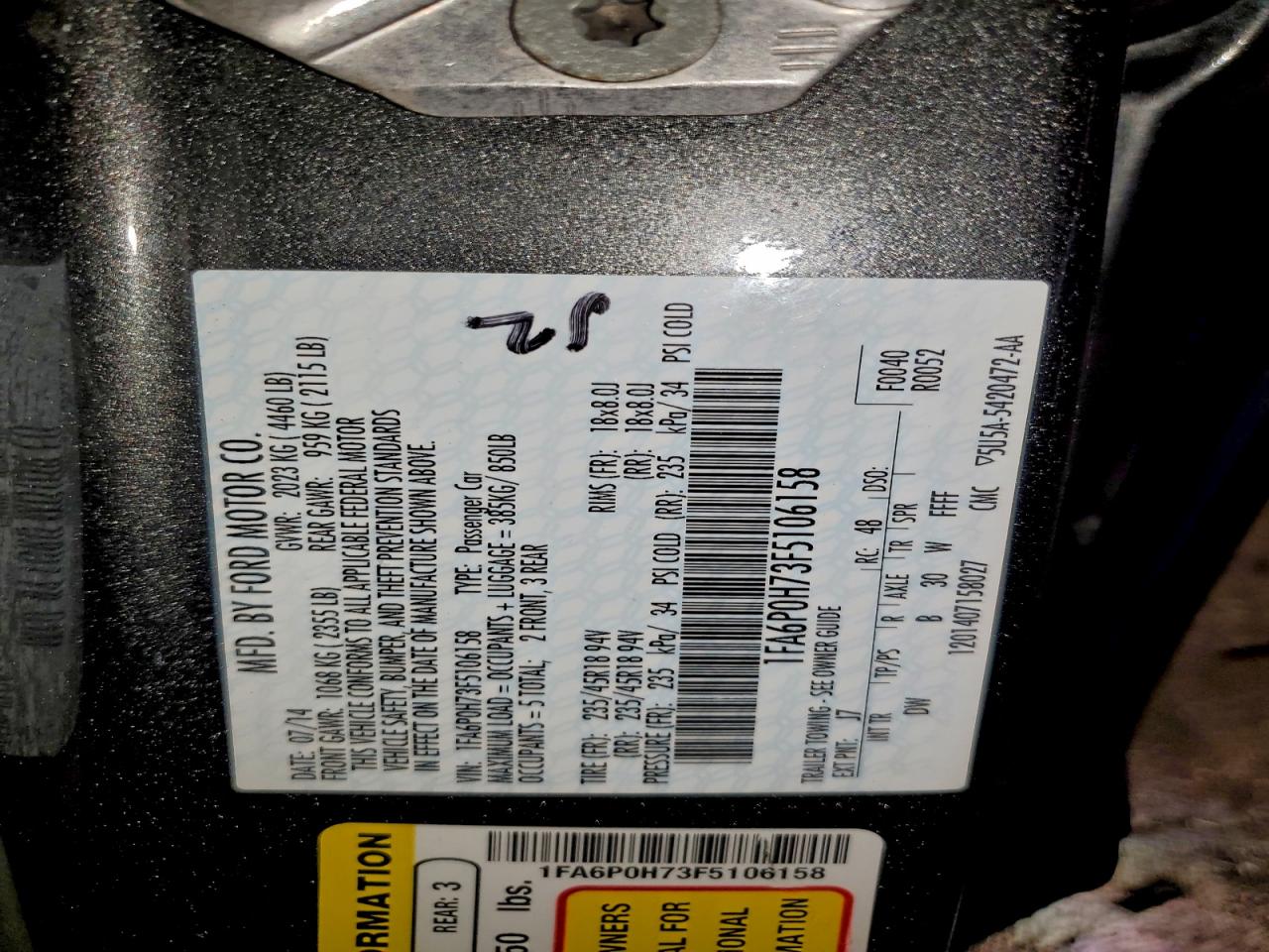 2015 FORD FUSION SE photo 12