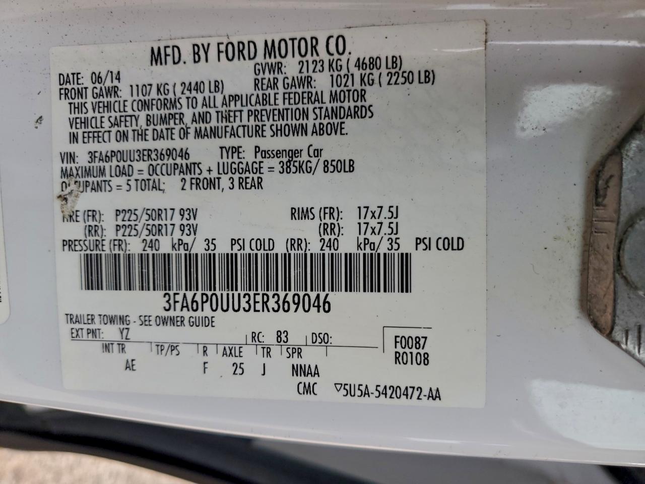 2014 FORD FUSION S HYBRID photo 12