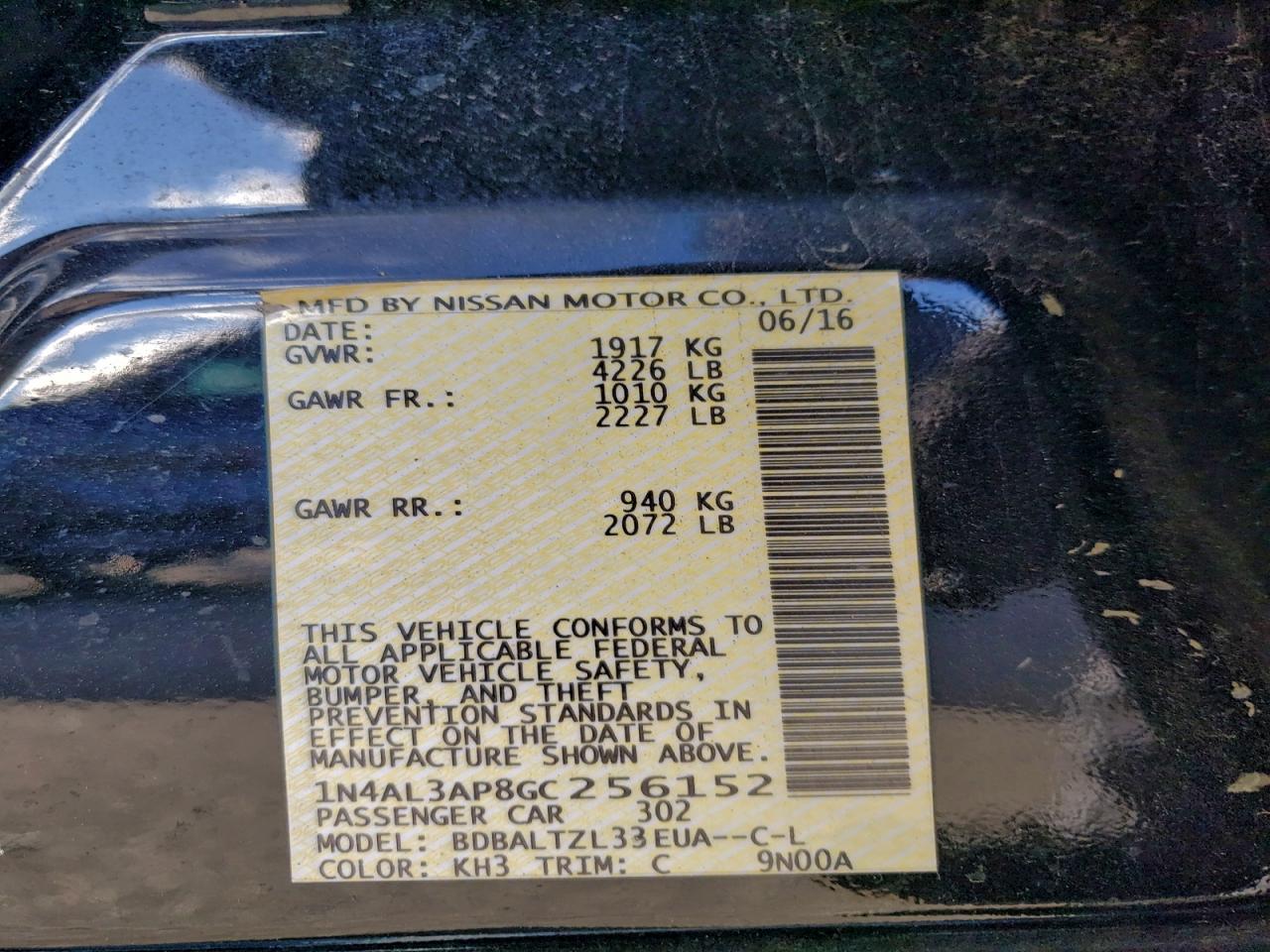 2016 NISSAN ALTIMA 2.5 photo 12