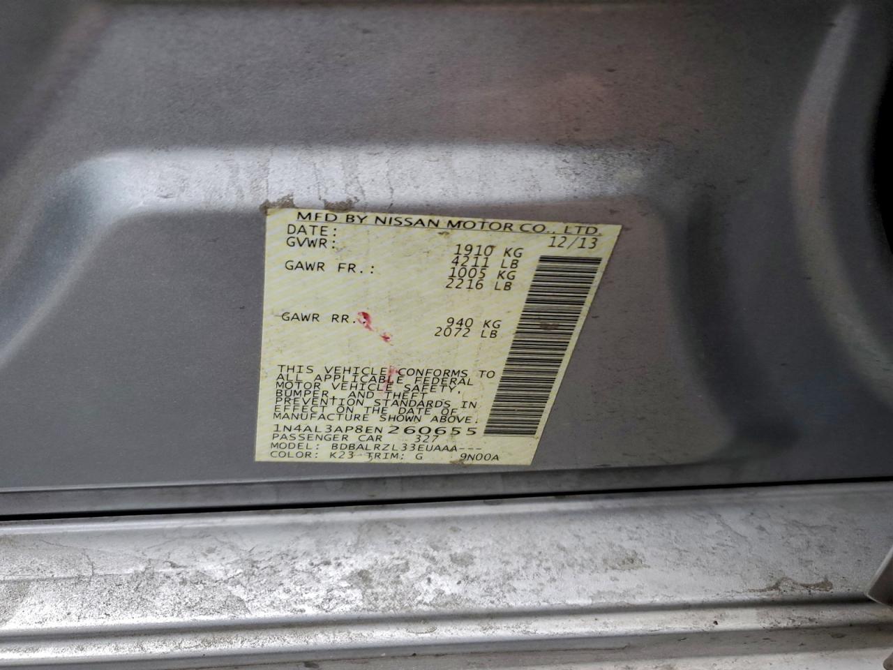 2014 NISSAN ALTIMA 2.5 photo 12