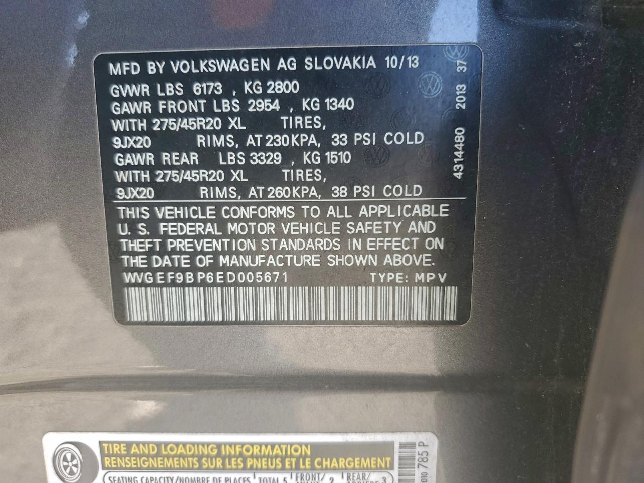 2014 VOLKSWAGEN TOUAREG V6 photo 14