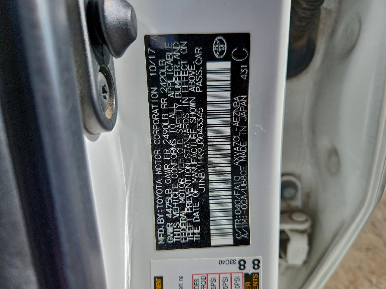 2018 TOYOTA CAMRY L photo 13