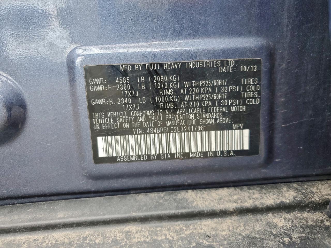 2014 SUBARU OUTBACK 2.5I LIMITED photo 25