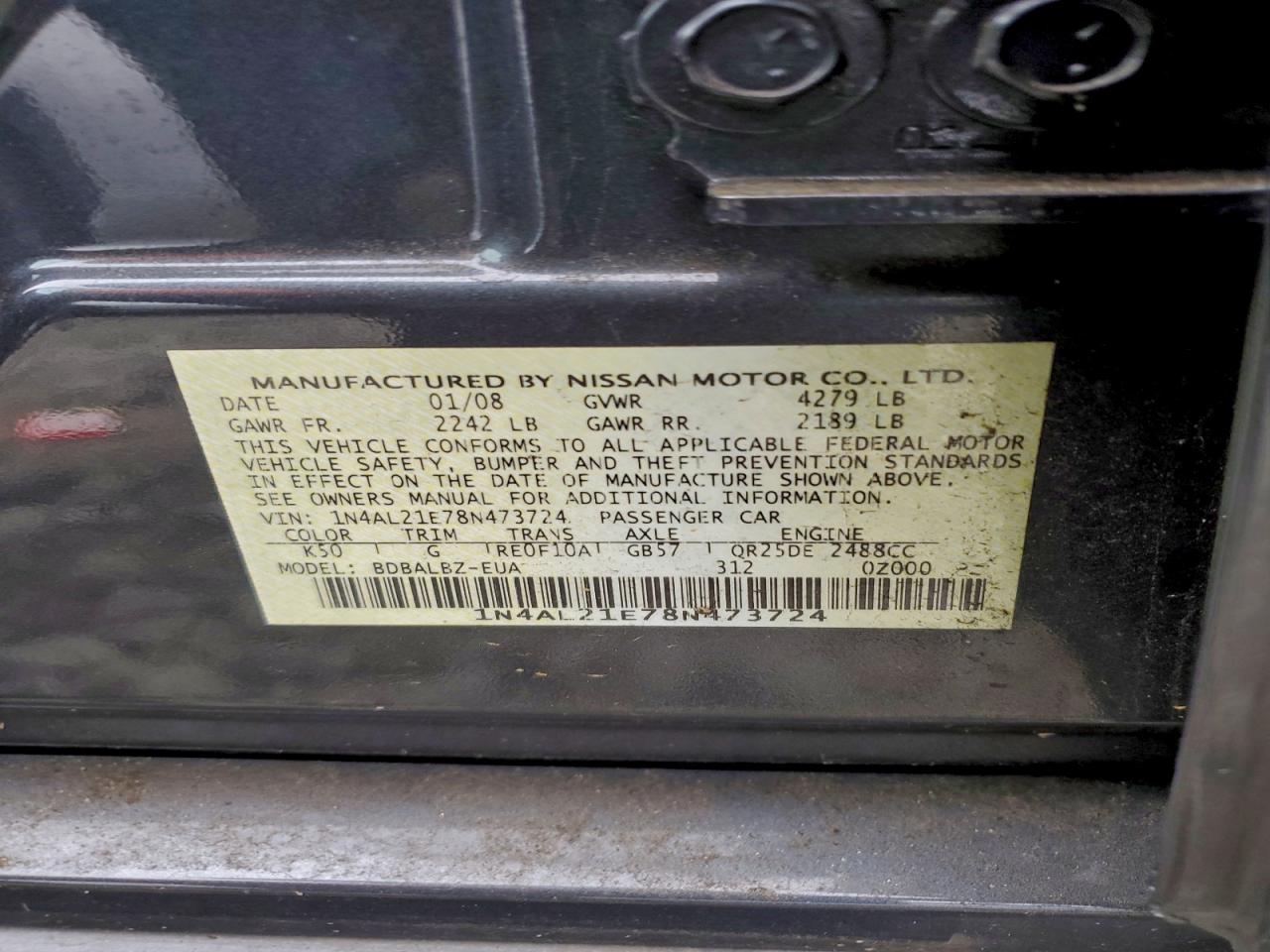 2008 NISSAN ALTIMA 2.5 photo 12