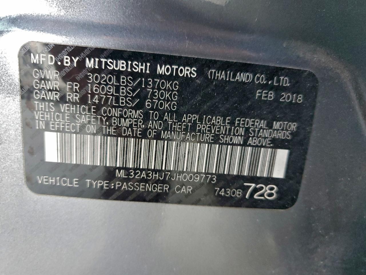 2018 MITSUBISHI MIRAGE ES photo 12