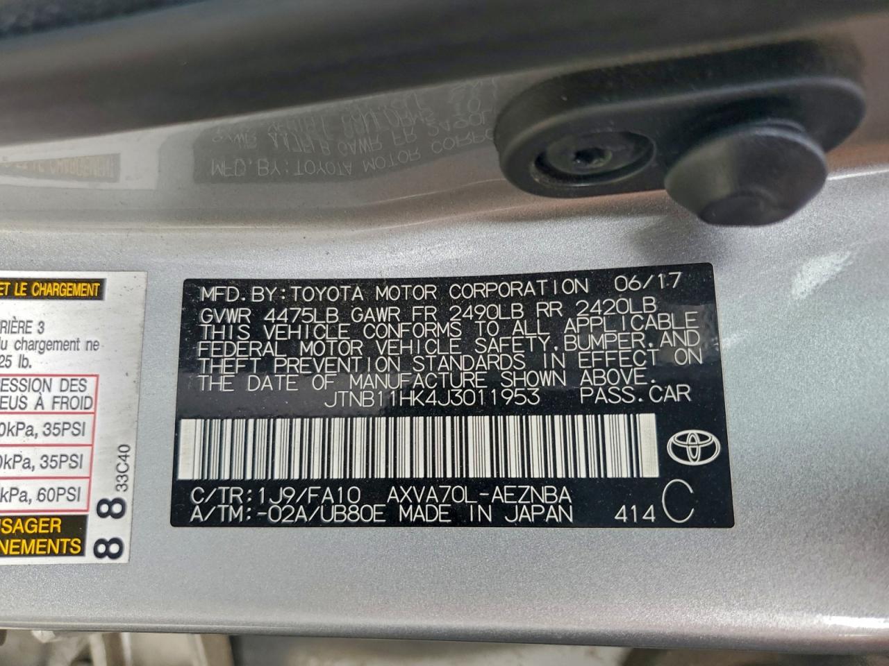 2018 TOYOTA CAMRY L photo 12