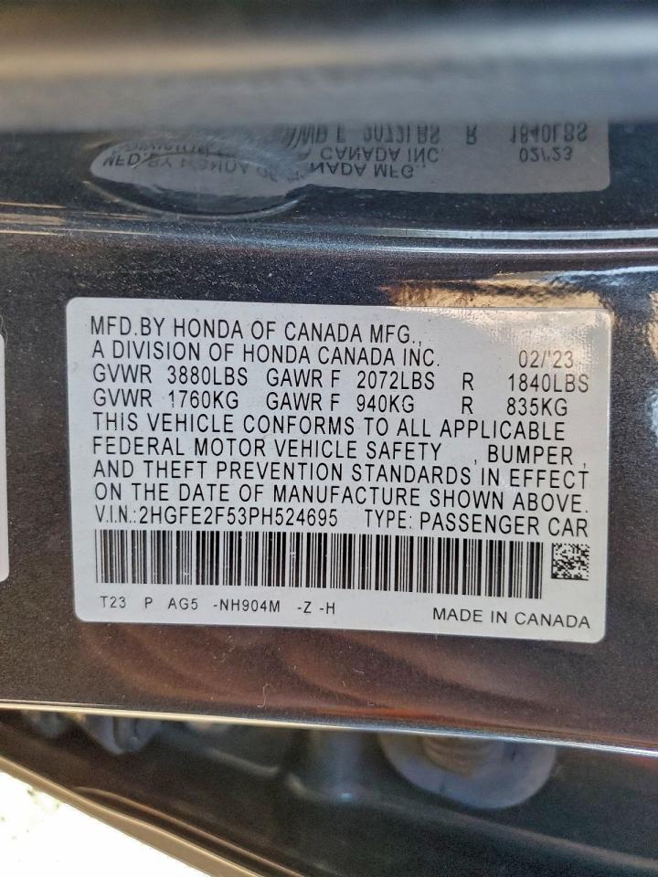 2023 HONDA CIVIC SPORT photo 12