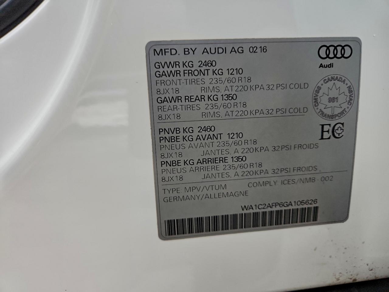 2016 AUDI Q5 PREMIUM photo 25