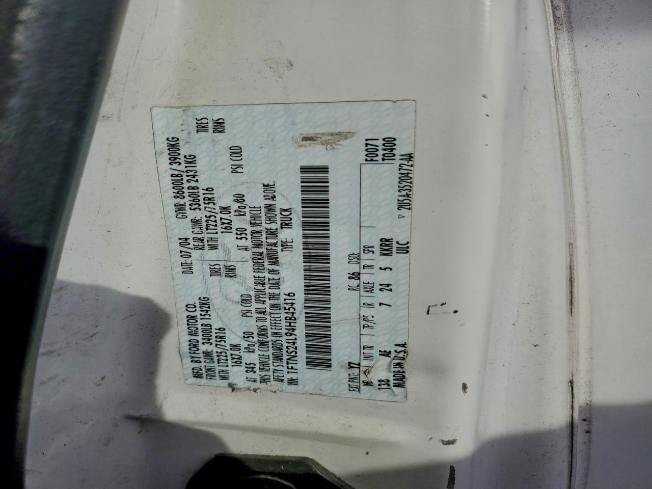 2004 FORD ECONOLINE E250 VAN photo 13