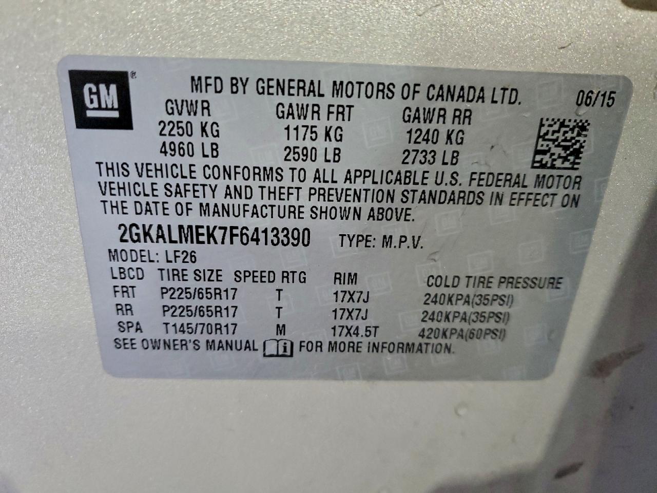 2015 GMC TERRAIN SLE photo 13