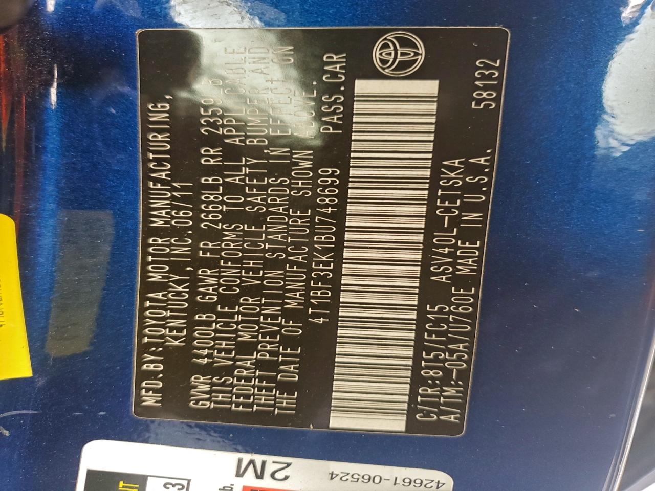 2011 TOYOTA CAMRY BASE photo 13