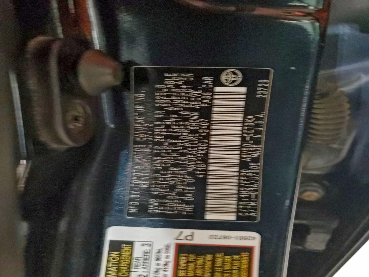 2012 TOYOTA CAMRY BASE photo 12