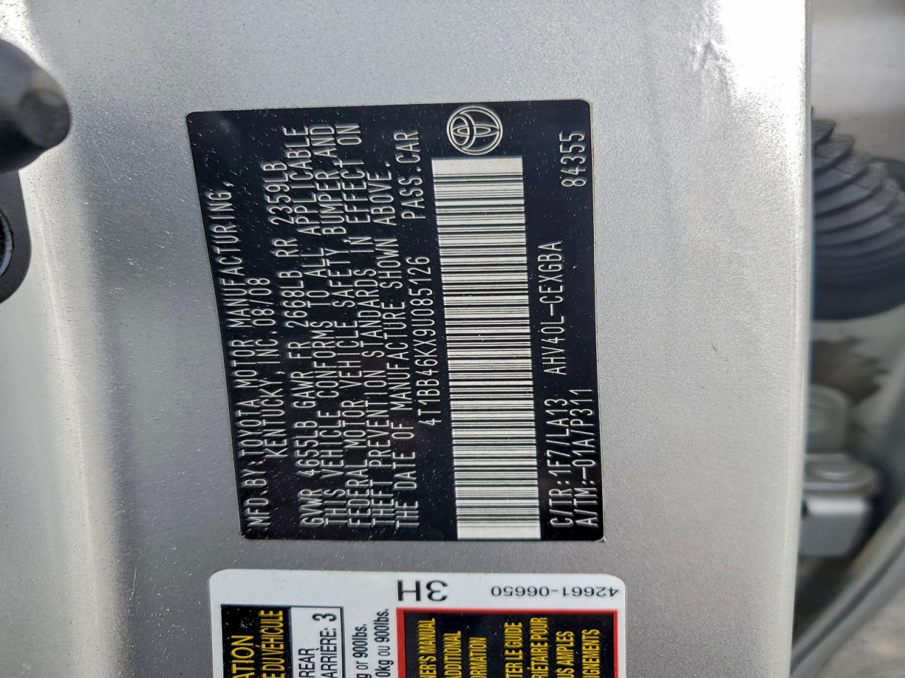 2009 TOYOTA CAMRY photo 12