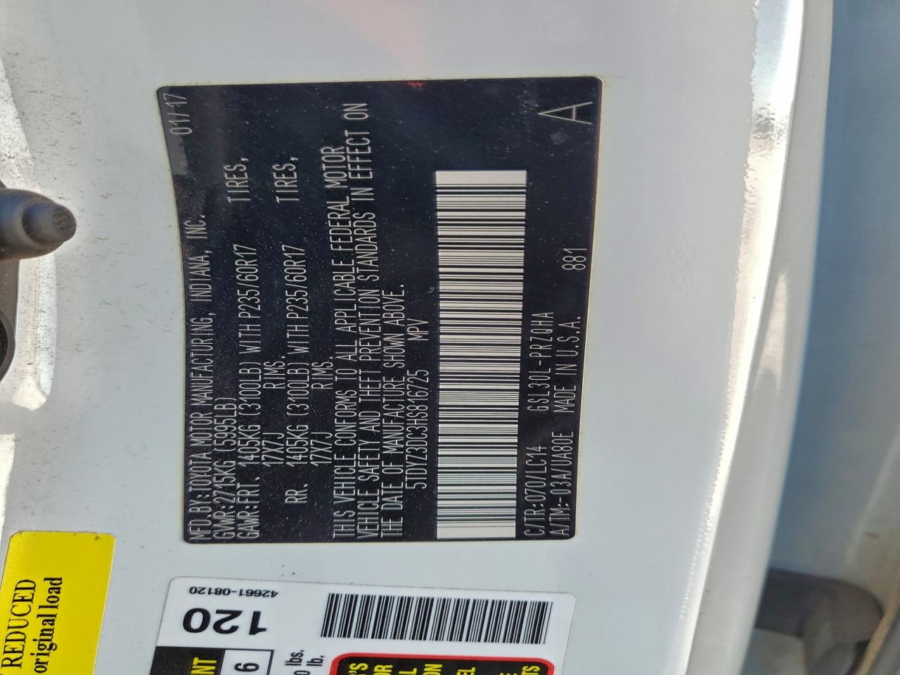 2017 TOYOTA SIENNA XLE PREMIUM 8-PASSENGER photo 14