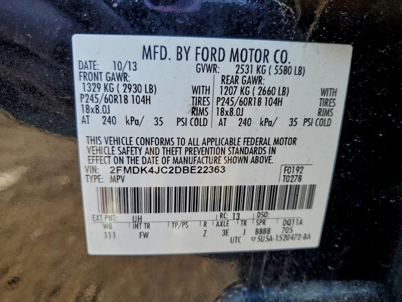 2013 FORD EDGE SEL photo 27