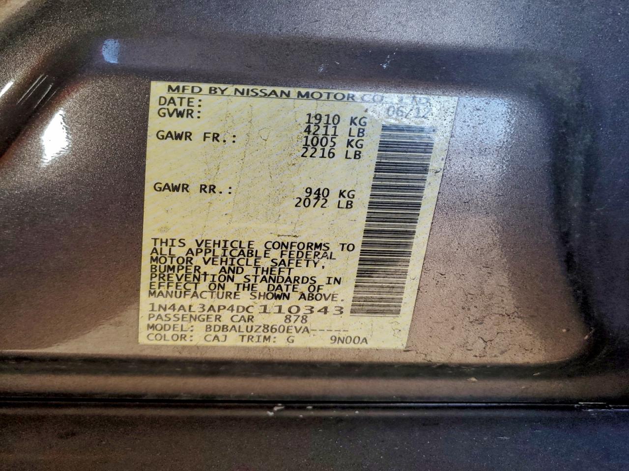 2013 NISSAN ALTIMA 2.5 photo 12
