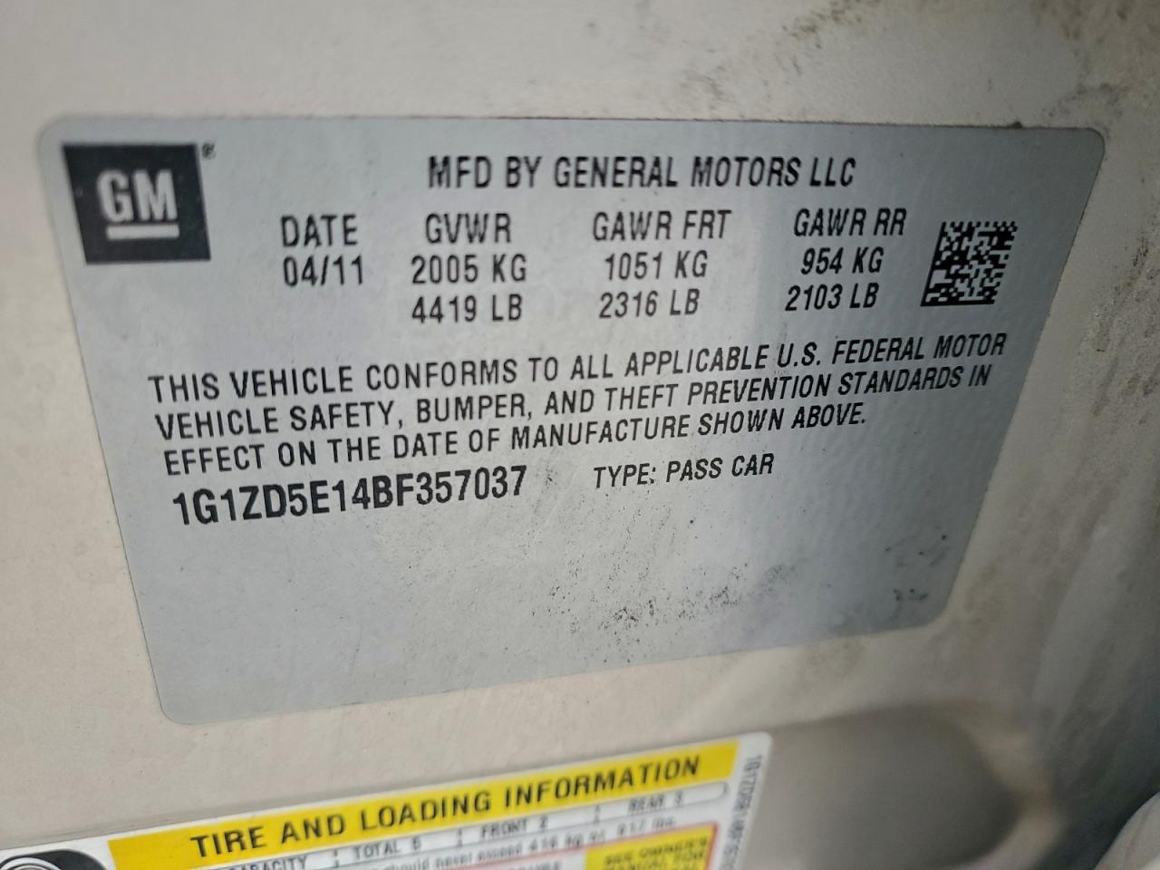 2011 CHEVROLET MALIBU 2LT photo 12