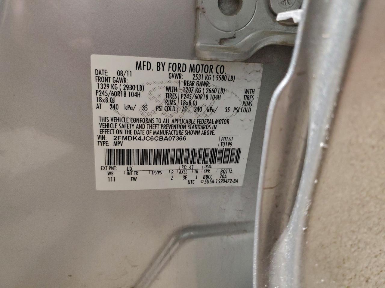 2012 FORD EDGE SEL photo 13