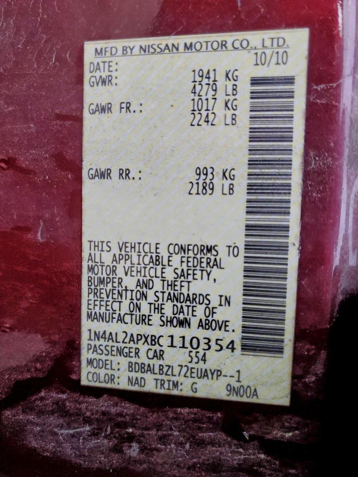 2011 NISSAN ALTIMA BASE photo 12