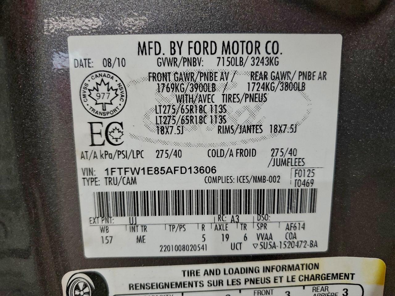 2010 FORD F150 SUPERCREW photo 12