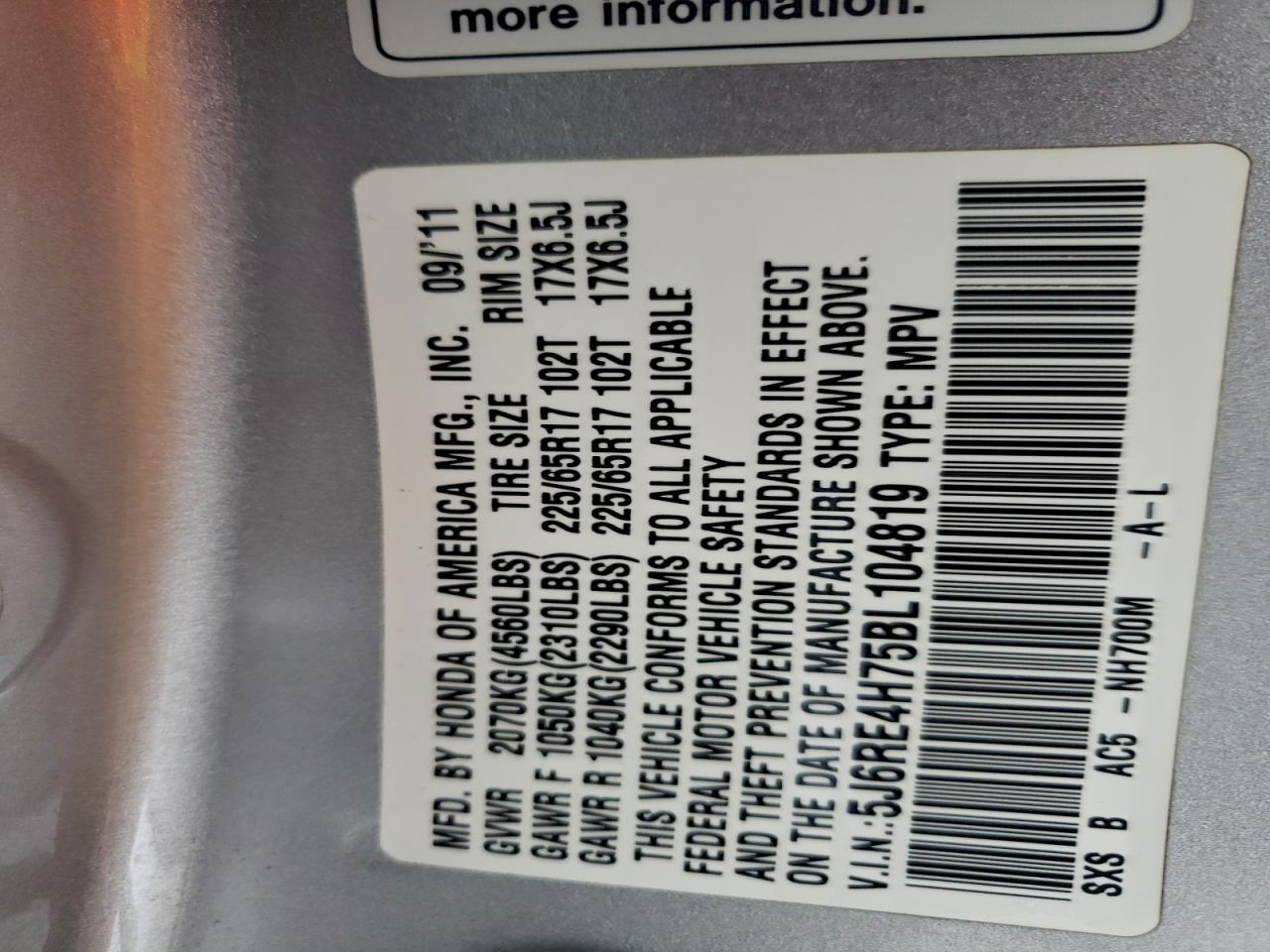 2011 HONDA CR-V EXL photo 13