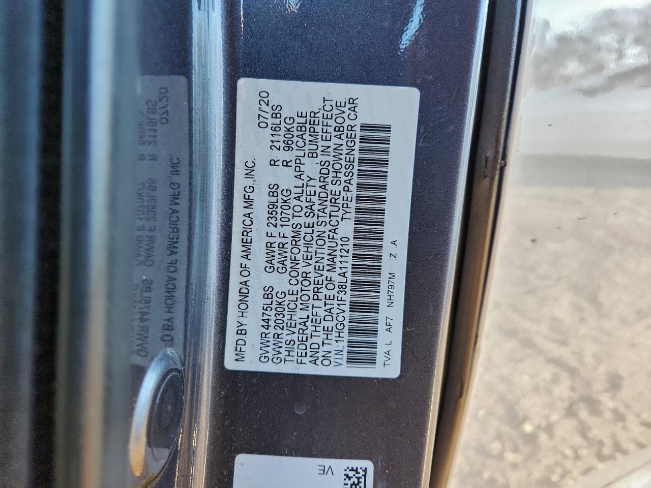 2020 HONDA ACCORD SPORT photo 12