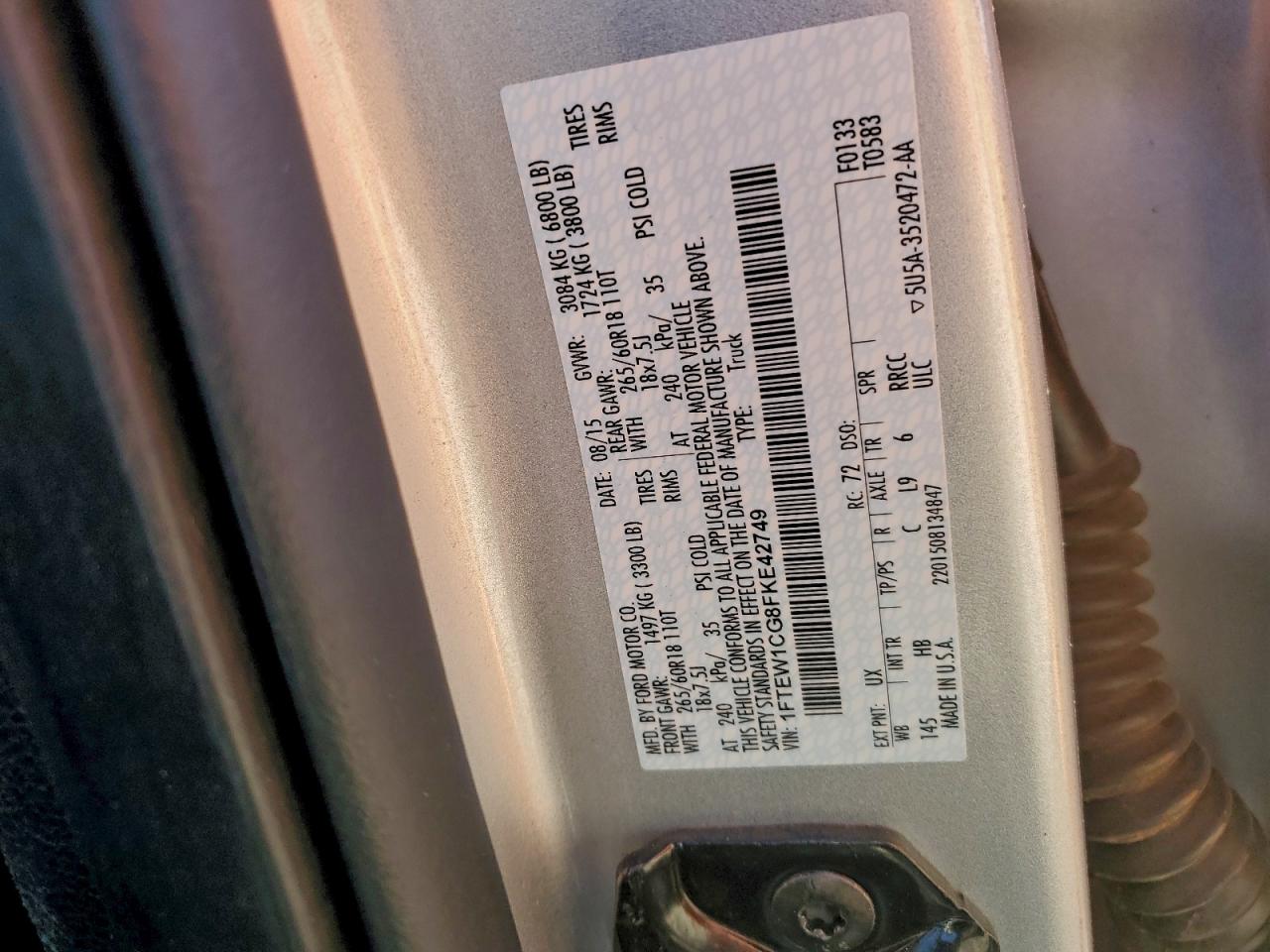 2015 FORD F150 SUPERCREW photo 13