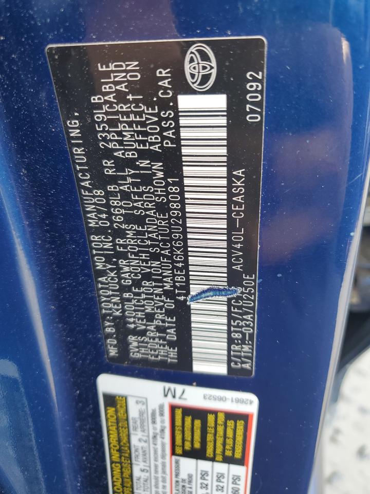 2009 TOYOTA CAMRY BASE photo 12