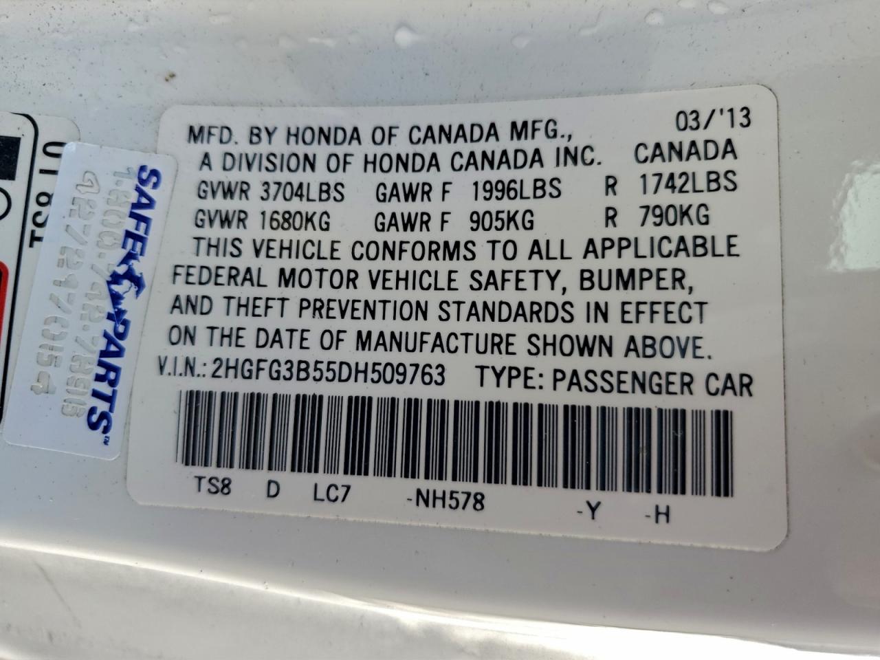 2013 HONDA CIVIC LX photo 12