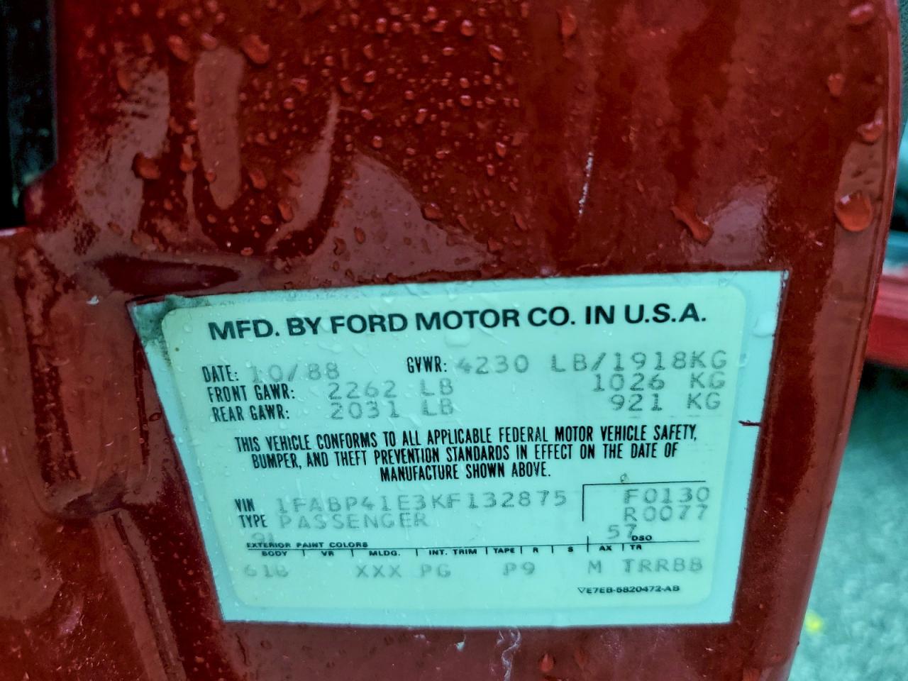 1989 FORD MUSTANG LX photo 12