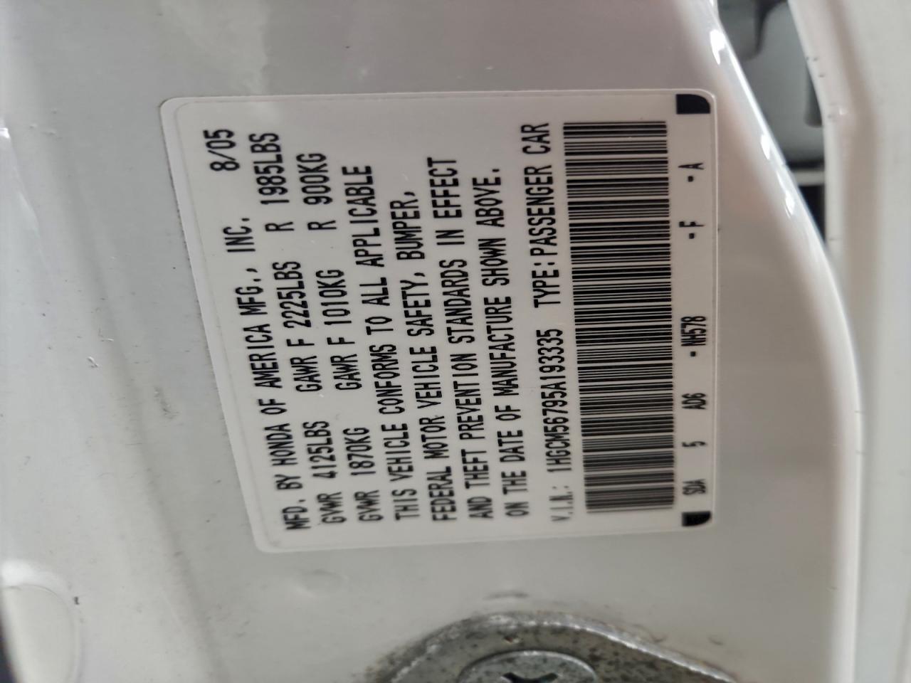 2005 HONDA ACCORD EX photo 12