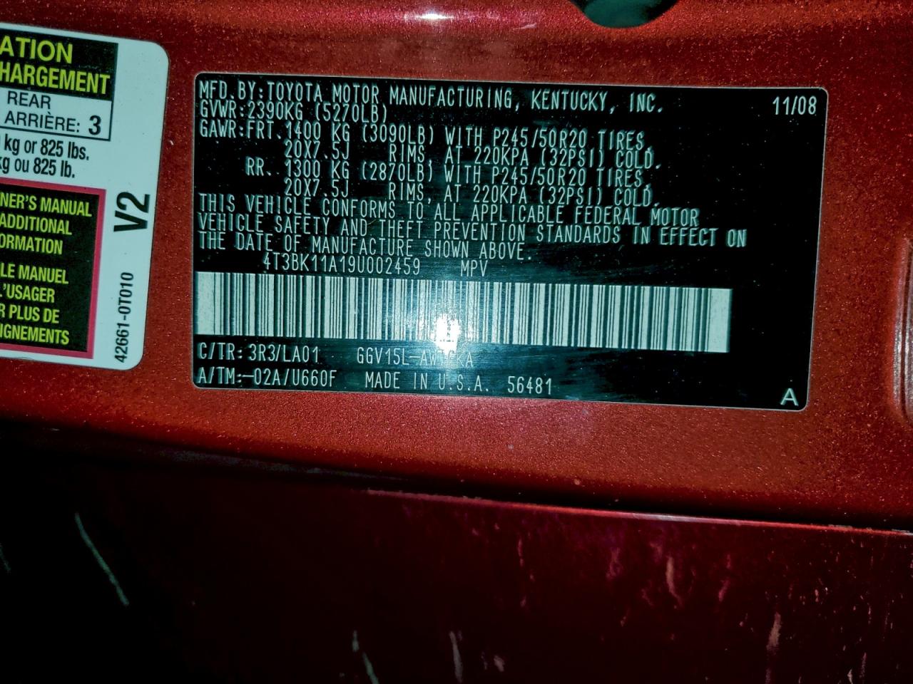 2009 TOYOTA VENZA photo 12