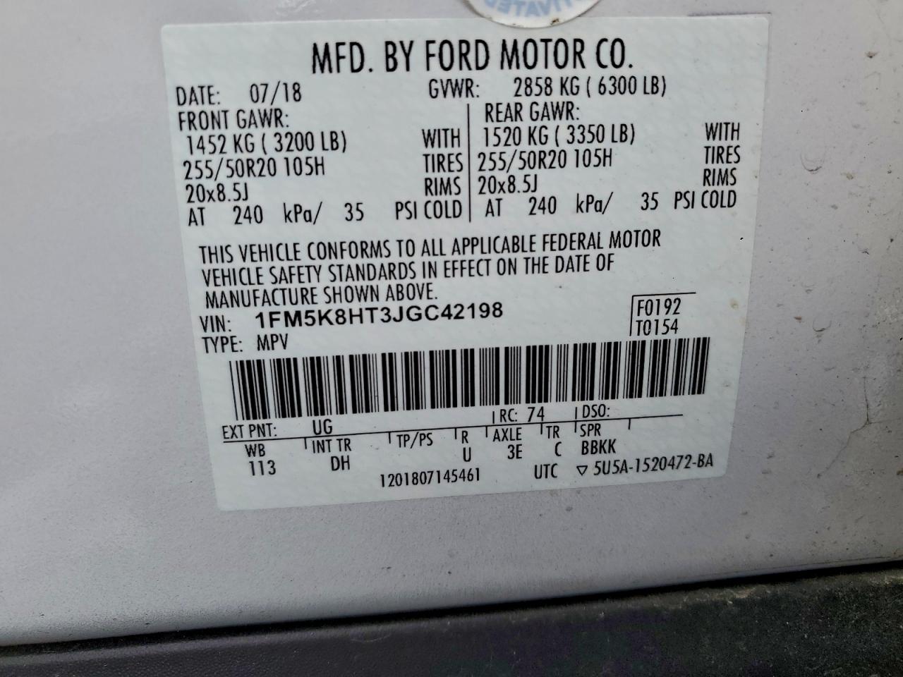2018 FORD EXPLORER PLATINUM photo 14