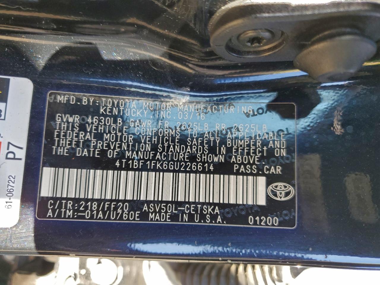 2016 TOYOTA CAMRY LE photo 12