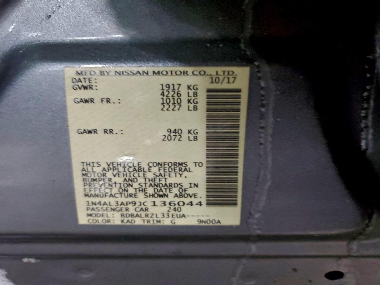 2018 NISSAN ALTIMA 2.5 photo 12
