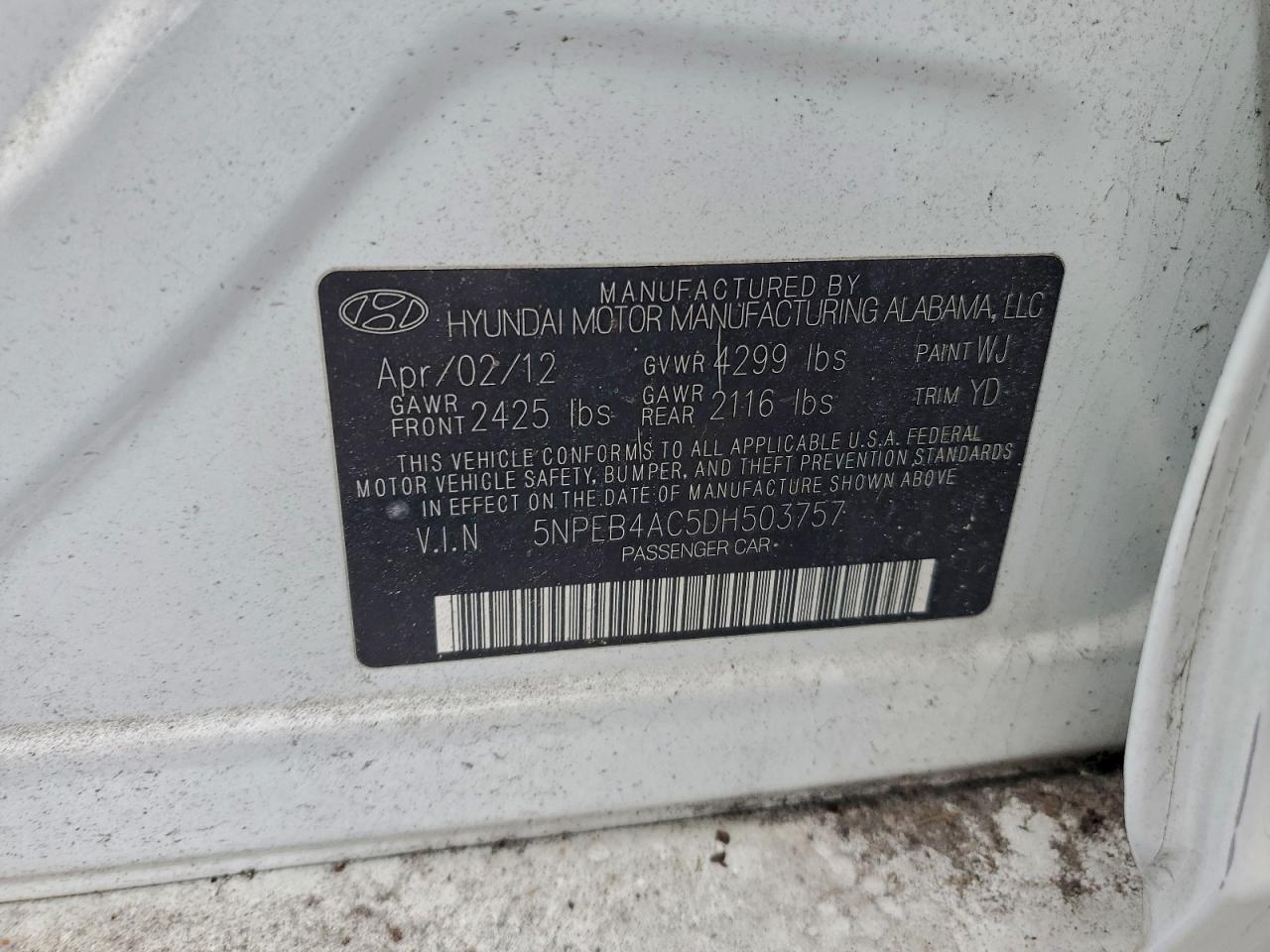 2013 HYUNDAI SONATA GLS photo 12