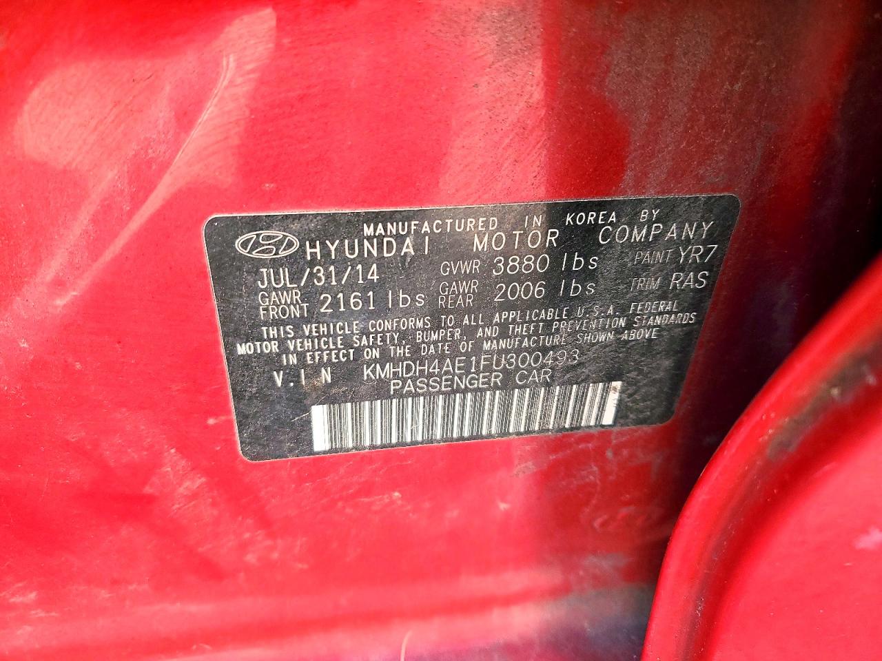 2015 HYUNDAI ELANTRA SE photo 12