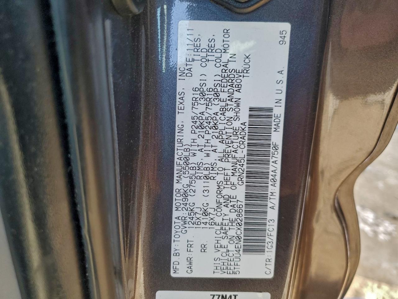 2012 TOYOTA TACOMA photo 12