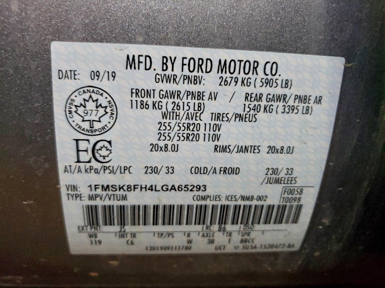 2020 FORD EXPLORER LIMITED photo 13