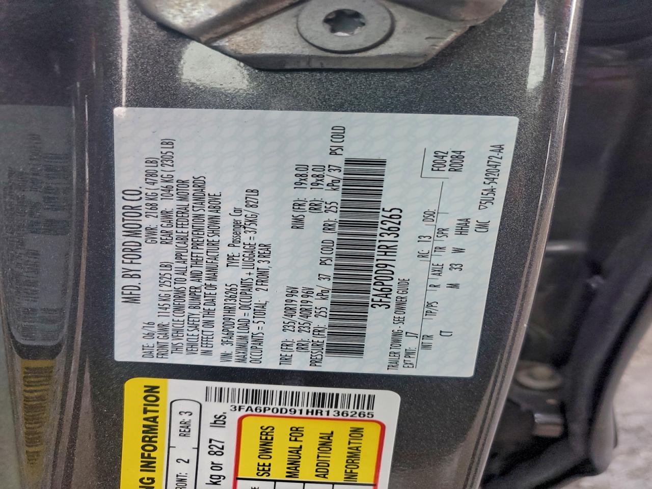 2017 FORD FUSION TITANIUM photo 12
