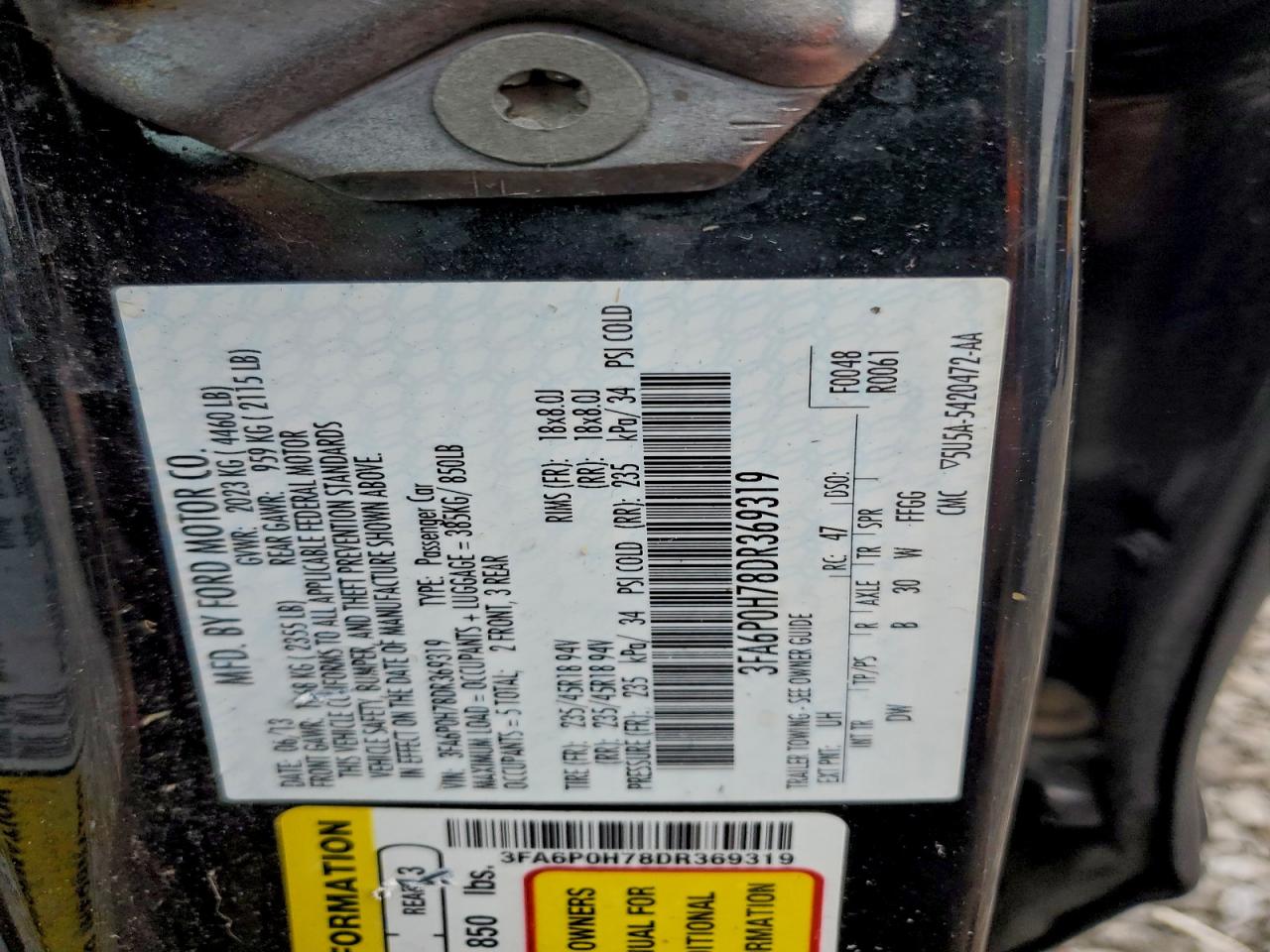 2013 FORD FUSION SE photo 12