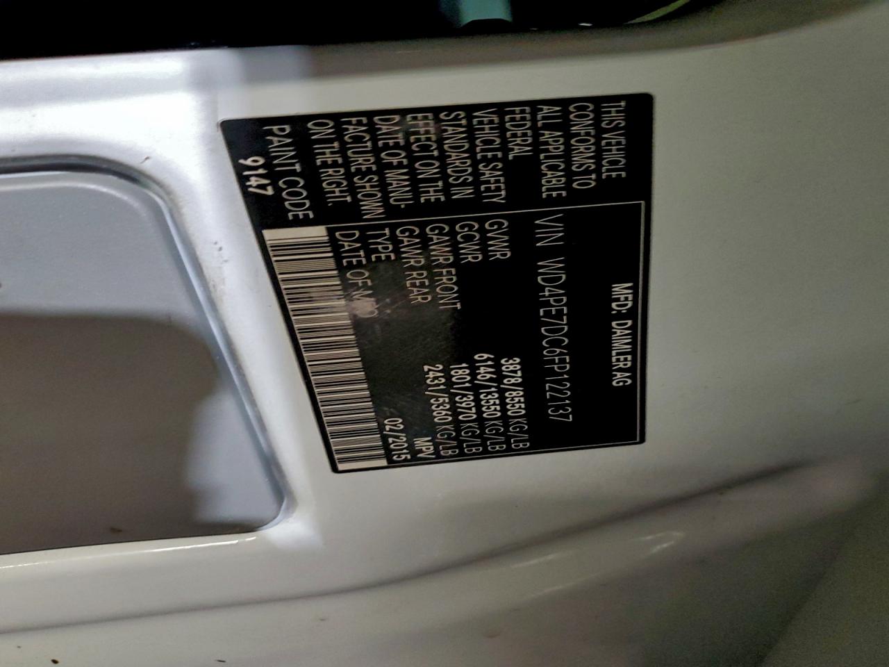 2015 MERCEDES-BENZ SPRINTER 2500 photo 14