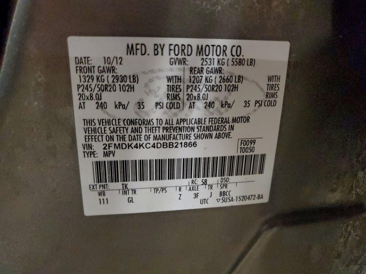 2013 FORD EDGE LIMITED photo 13